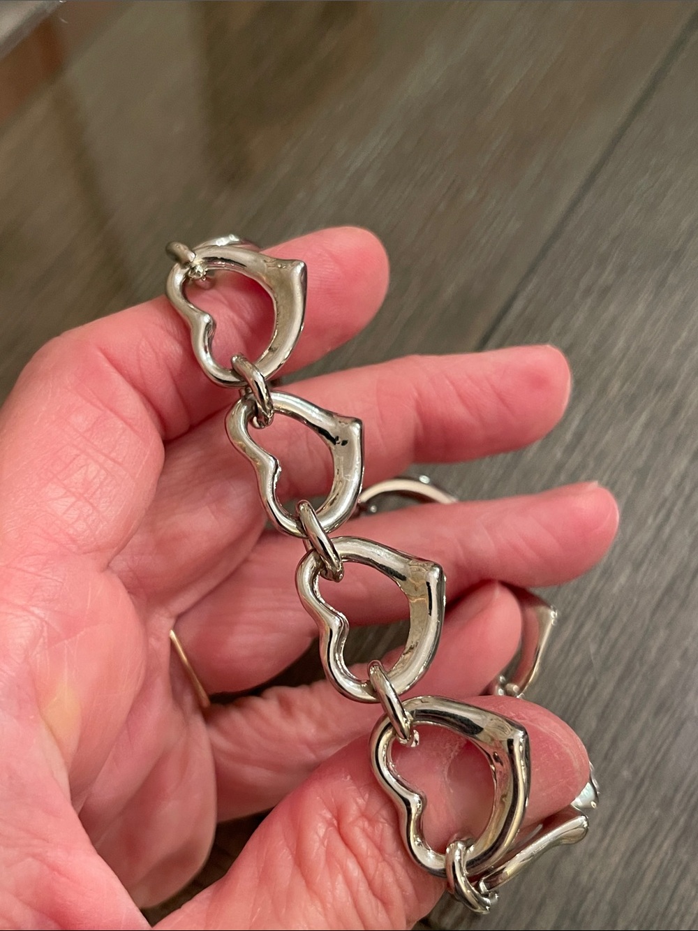 Vintage Silver-tone Open Heart Toggle Bracelet 8 1/2” approx - Picture 14 of 16